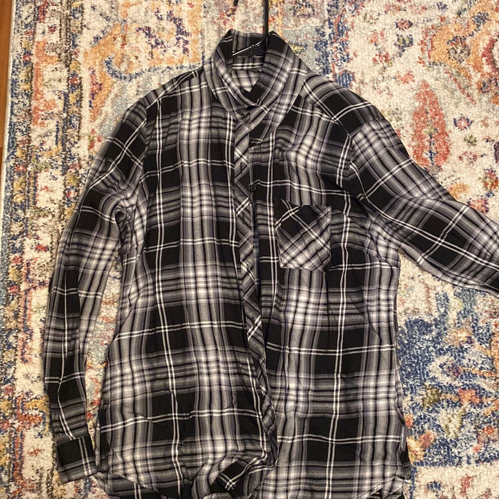 Eddie Bauer Black and White Button Down Flannel Size Medium- Brand New